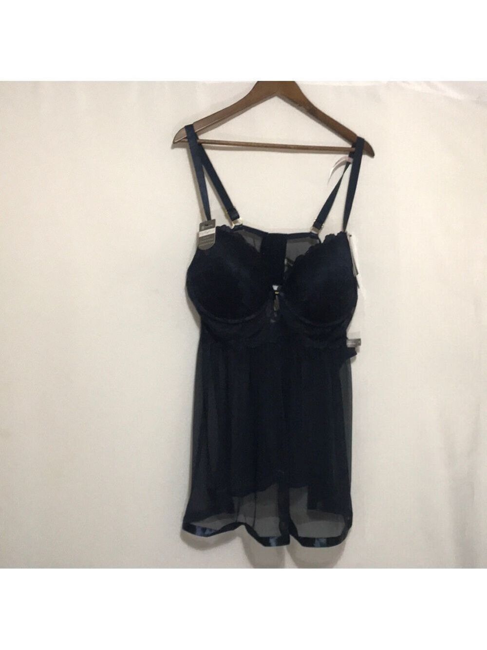 Daisy Fuentes Intimates Navy Mesh Babydoll Lingerie Sz 2X